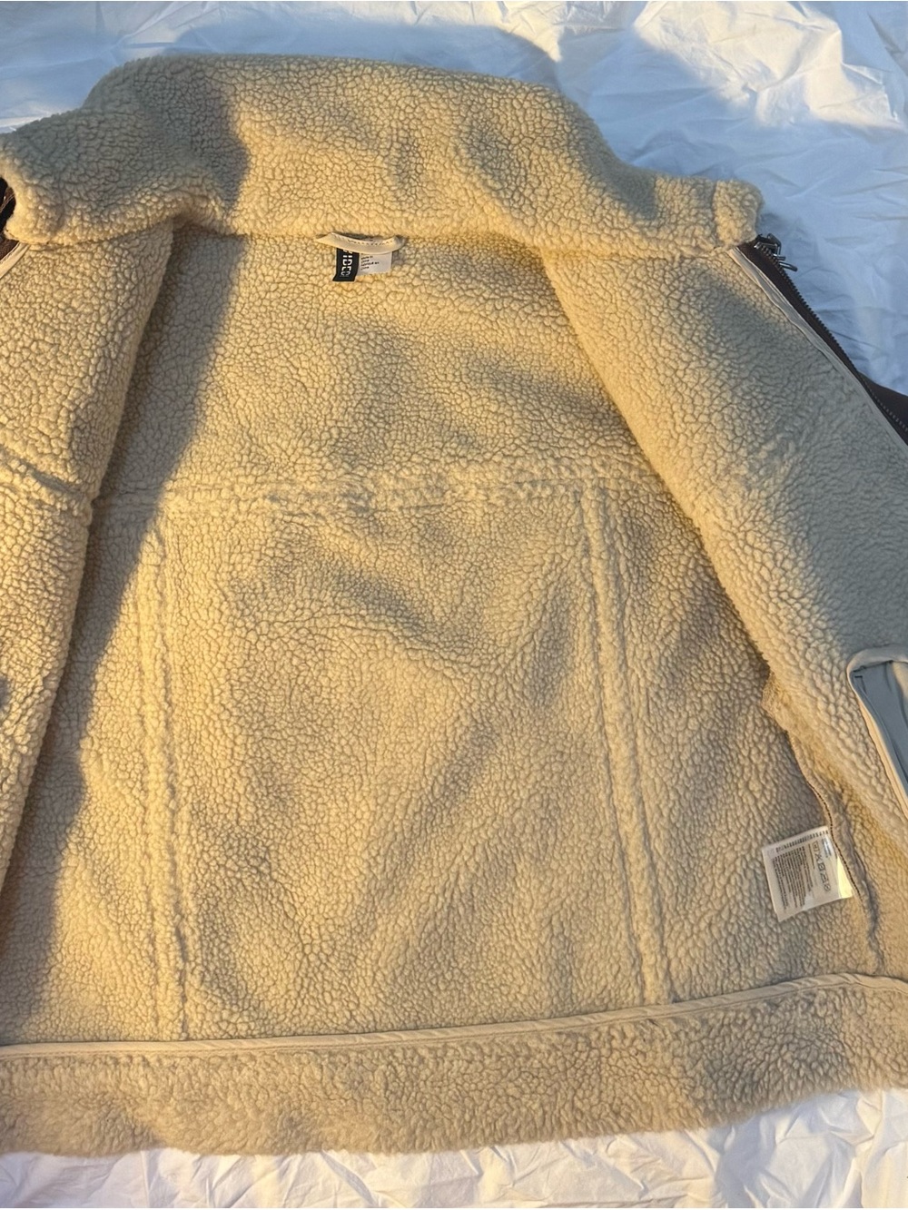 Women's Brown Shearling-Trim Aviator Jacket - Picture 9 of 14